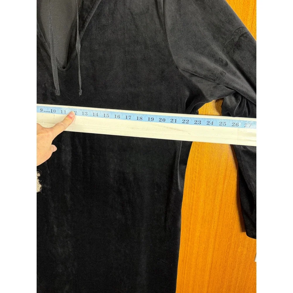 Joe Boxer Womens Black Velour Hoodie Sleep Shirt Loungewear Tunic 1X